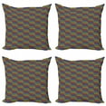 thumbnail image 1 of Chevron Throw Pillow Cushion Case Pack of 4, Geometric Illustration Abstract Contrast Rainbow Spectrum Colors of Zigzag Pattern, Modern Accent Double-Sided Print, 4 Sizes, Multicolor, by Ambesonne, 1 of 2