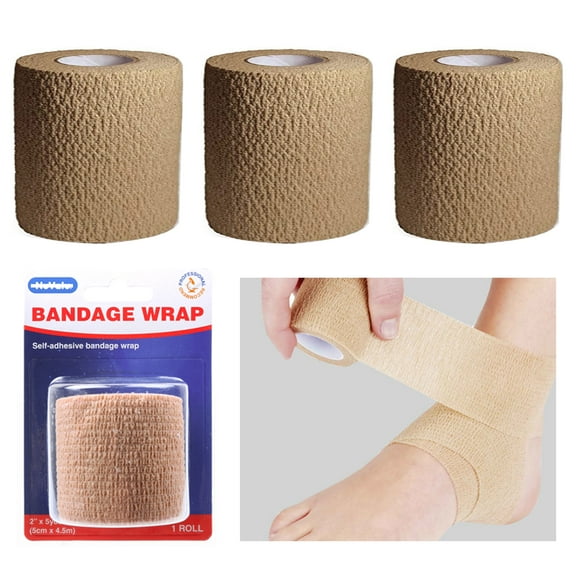 3 Pc Self Adhesive Bandage Wrap Cohesive Elastic First Aid Medical Support Tape