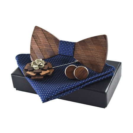 

NUOLUX 1 Set Bow Tie Kerchief Cuff-link Corsage Set Classic Male Clothing Accessories