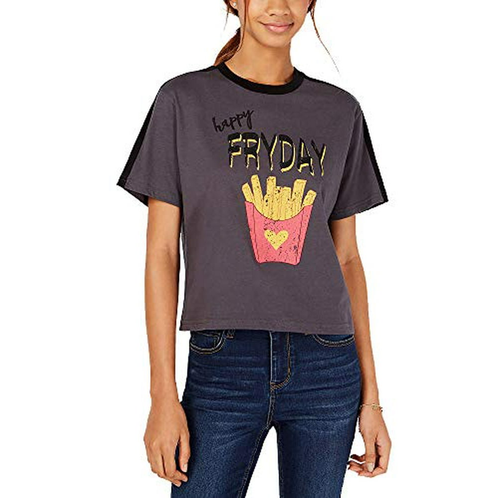 Rebellious One - Rebellious One Juniors' Fryday Crop Graphic Ringer T ...