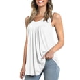 thumbnail image 1 of Gibobby Verano para mujer sin mangas con cuello redondo con estampado floral Camis Tank Tops Loose Flowy Cute Túnica plisada Chaleco(Blanco,CH), 1 of 5