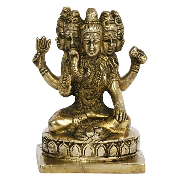 Brass World Brass Panchmukhi Shiva Idol Five Shiv Murti Statue for Pooja Decor Gift 5 Inches