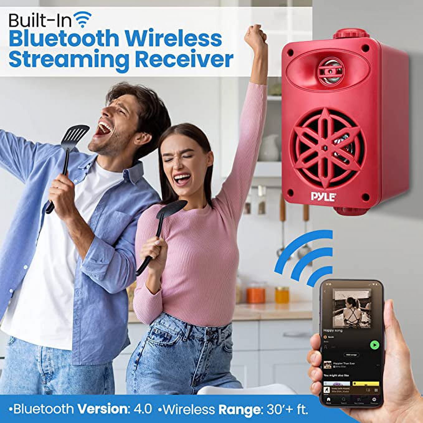 PyleUsa Bluetooth Indoor Outdoor Speakers Pair-500 Watt Dual Waterproof 5.25” 2-Way Full Range Speaker System w/ 1/2” High Compliance Polymer Tweeter-Home, Boat, Marine,Deck,Patio,Poolside PDWRBT56BL