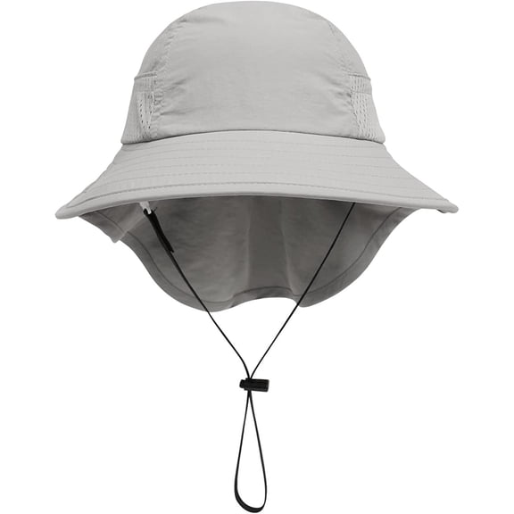 WTOBBY Toddler Sun Hat for Ages 1 to 3 Years, Baby Beach Hat with Wide Neck Flap Protection, UPF 50 Infant Hat for Outdoor Play and Family Vacations,Gray L