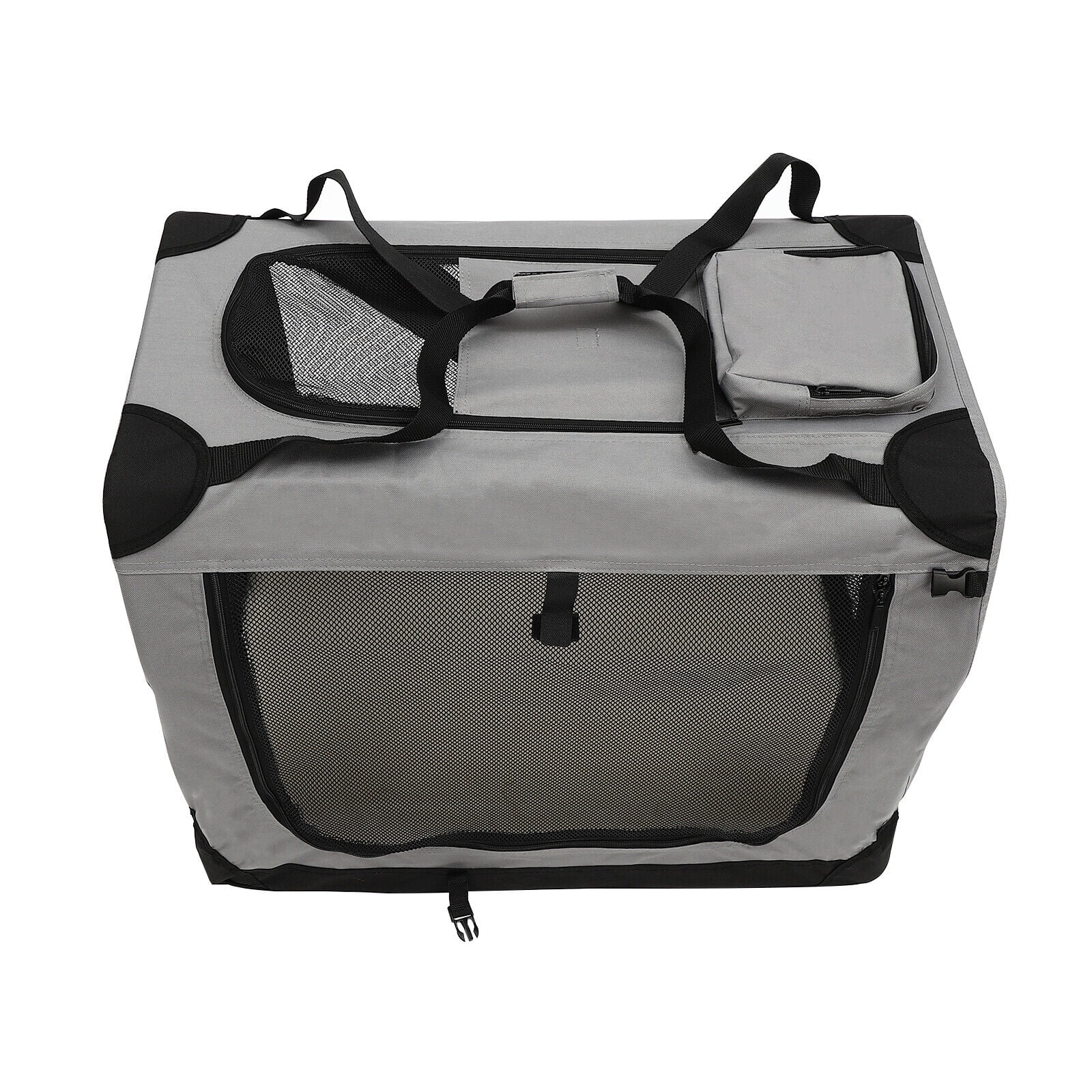 Grey Folding Portable Pet Travel Case Pet Dog Cat Carrier Crate Oxford Pet Bag Grey 27.5*20.5*20.5inch