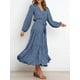 thumbnail image 3 of Vestido largo PRETTYGARDEN para mujer con cuello en V de chifón azul floral, 3 of 7