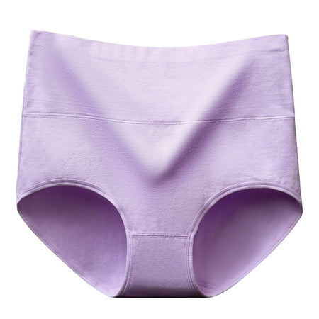 MuZeFu Underwear for Women Plus Size High Waisted Womens Underwear Soft High Waist Breathable Solid Color Briefs Panties For Women