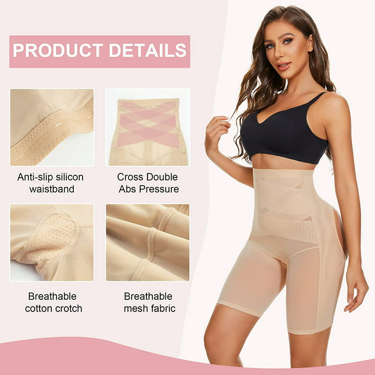 Gotoly High Waisted Tummy Control Shapewear Butt Lifter Panties Shorts Body  Shaper Under Dress Slips Seamless Thigh Slimmer(Beige Small) 