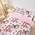 thumbnail image 2 of Erosebridal Kawaii Cat Animal Queen Duvet Cover Set, Pink Rose Floral Bedding, 3-Piece, No Comforter, 2 of 5