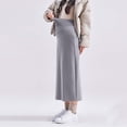thumbnail image 5 of YHAJDS Maternity Solid Color Thickened Half Midi Skirt Loose Belly Support Mid Calf Skirt, 5 of 5