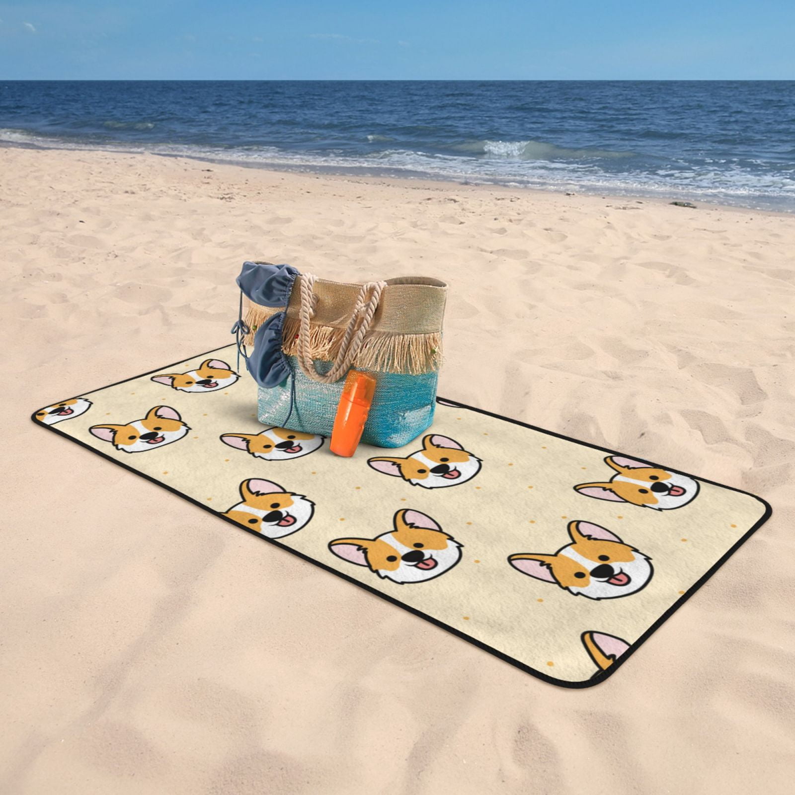 Cotton Bath Towels for Bathroom - Funny Cute Corgi Dog Face Microfiber Quick Dry Towels for Body Bath Sheets, Personalized Beach Towel, Soft Shower Towels for Travel Home Beach 27*55in