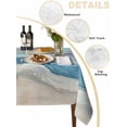 thumbnail image 2 of Blue Coastal Table Cloth, Summer Beach Nautical Abstract Art Waterproof Tablecloth for Square Tables, Reusable Washable Fabric Table Cover for Restaurant Kitchen Dining Tables 60"x60", 2 of 6