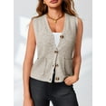 thumbnail image 3 of Women's V Neck Button Up Sleeveless Vest Sweater Knitted Casual Cardigan with Pockets, 3 of 6