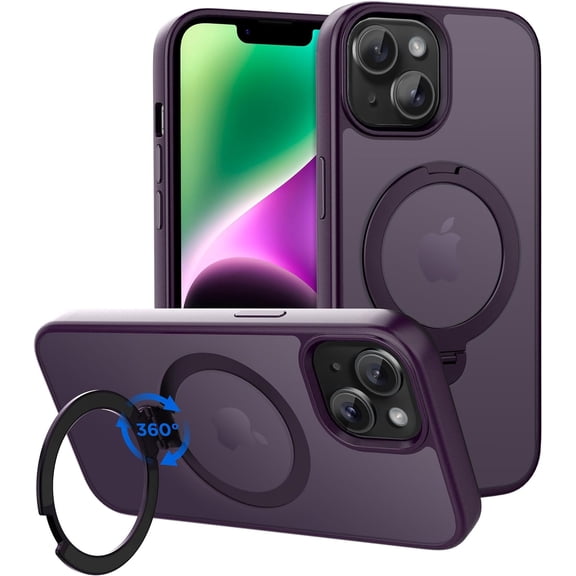 Case for iPhone 13/14 6.1 inch with 360° Rotatable Ring Phone Stand,Compatible with MagSafe &  Car Phone Mount,iPhone 13/14 Cases Cover Phone Holder for Desk Meeting/Videos