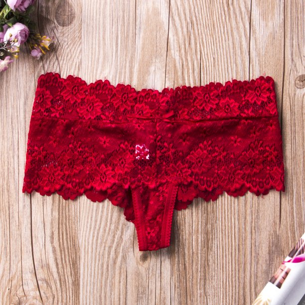 Calzoncillos de encaje sexy para mujer VISgogo, calzoncillos suaves de cintura baja, tanga triangular sin costuras en la entrepierna VISgogo moda