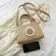 thumbnail image 3 of Bolso De Paja Con Diseño De Flor De Sol Bolso De Playa De Verano Con Correa Ajustable Para Mujer, Bolso De Hombro Para Vacaciones (Caqui), 3 of 7