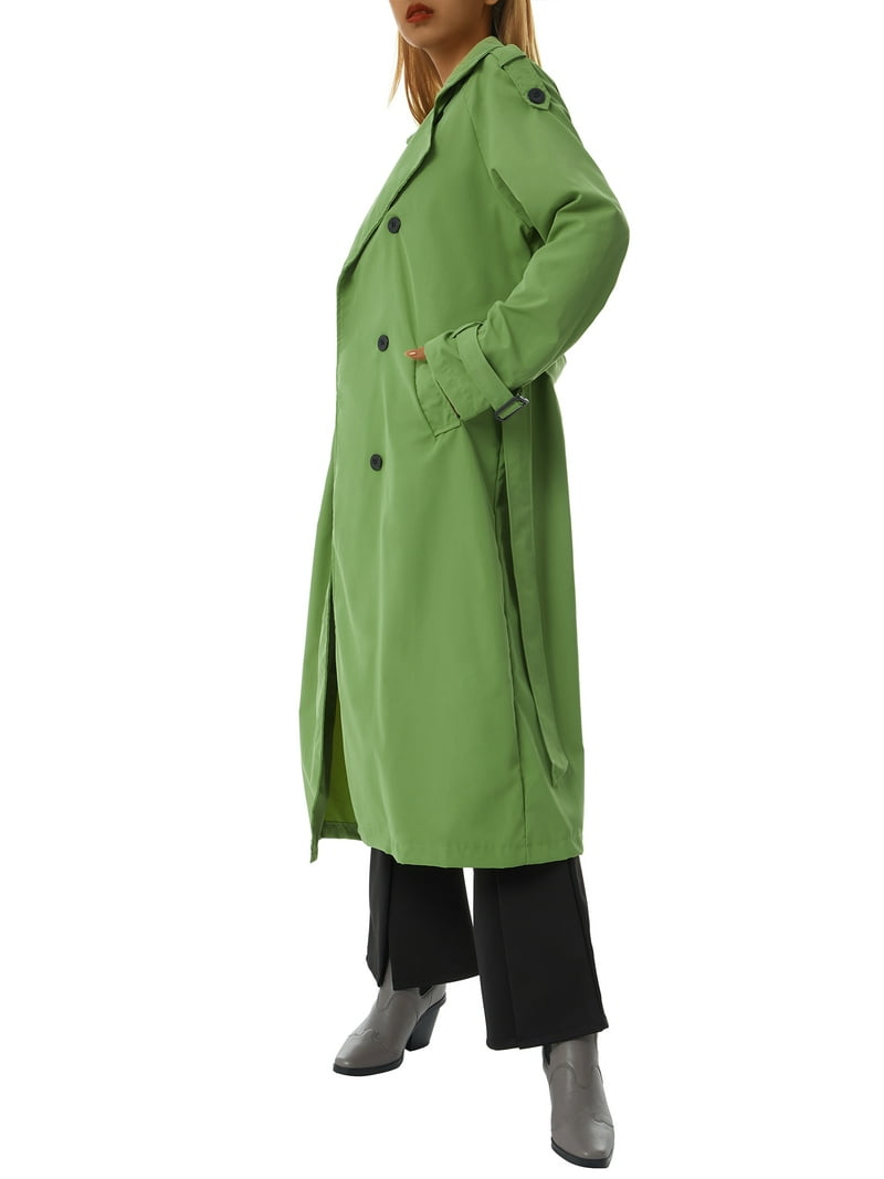 Women's Double Breasted Trench Coat, Long Sleeve, Windproof, with