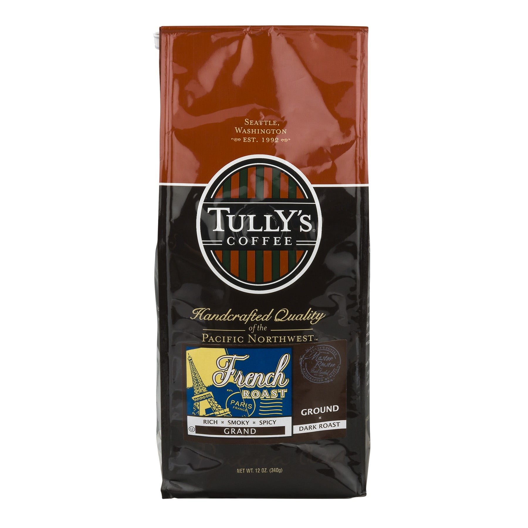 Tully's Coffee French Roast Dark Ground Coffee, 12 Ounce