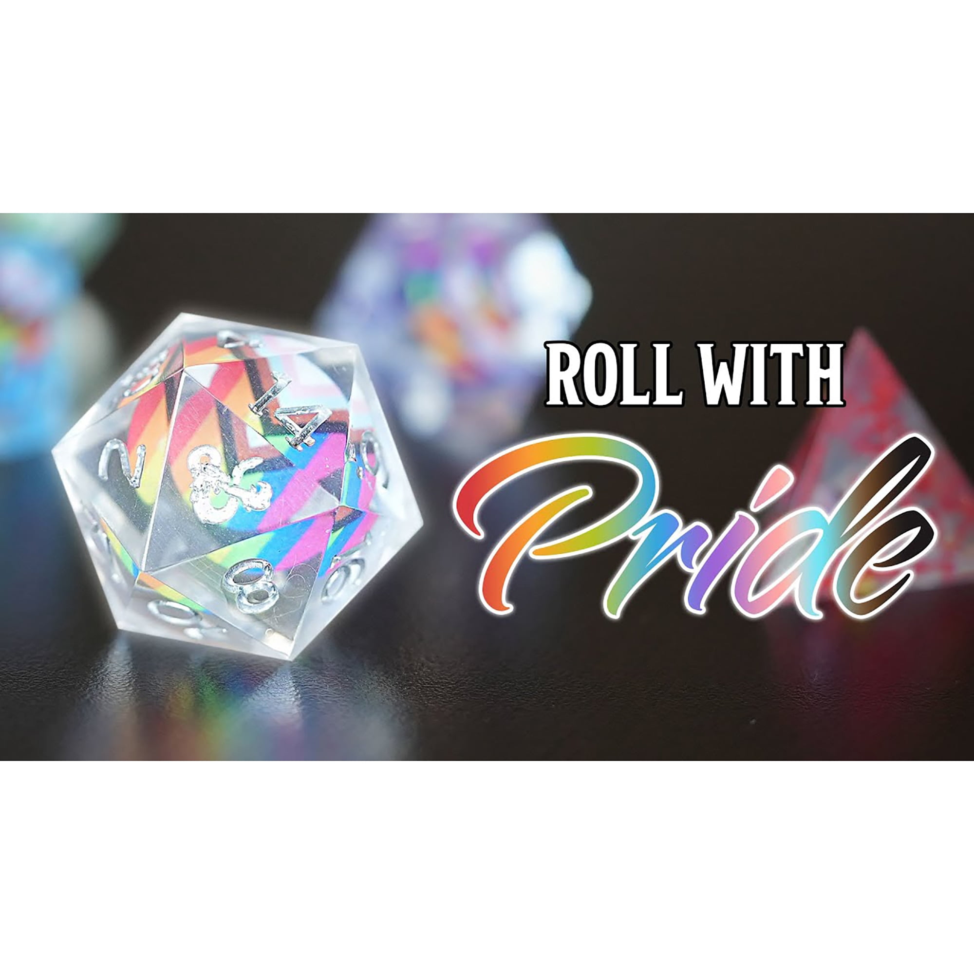 Dungeons & Dragons: Dice Set - Progress Pride - 7-Piece, Polyhedral, RPG, Clear Resin w/ Rainbow Colors, D&D Roleplaying Game Accessory, Sirius Dice