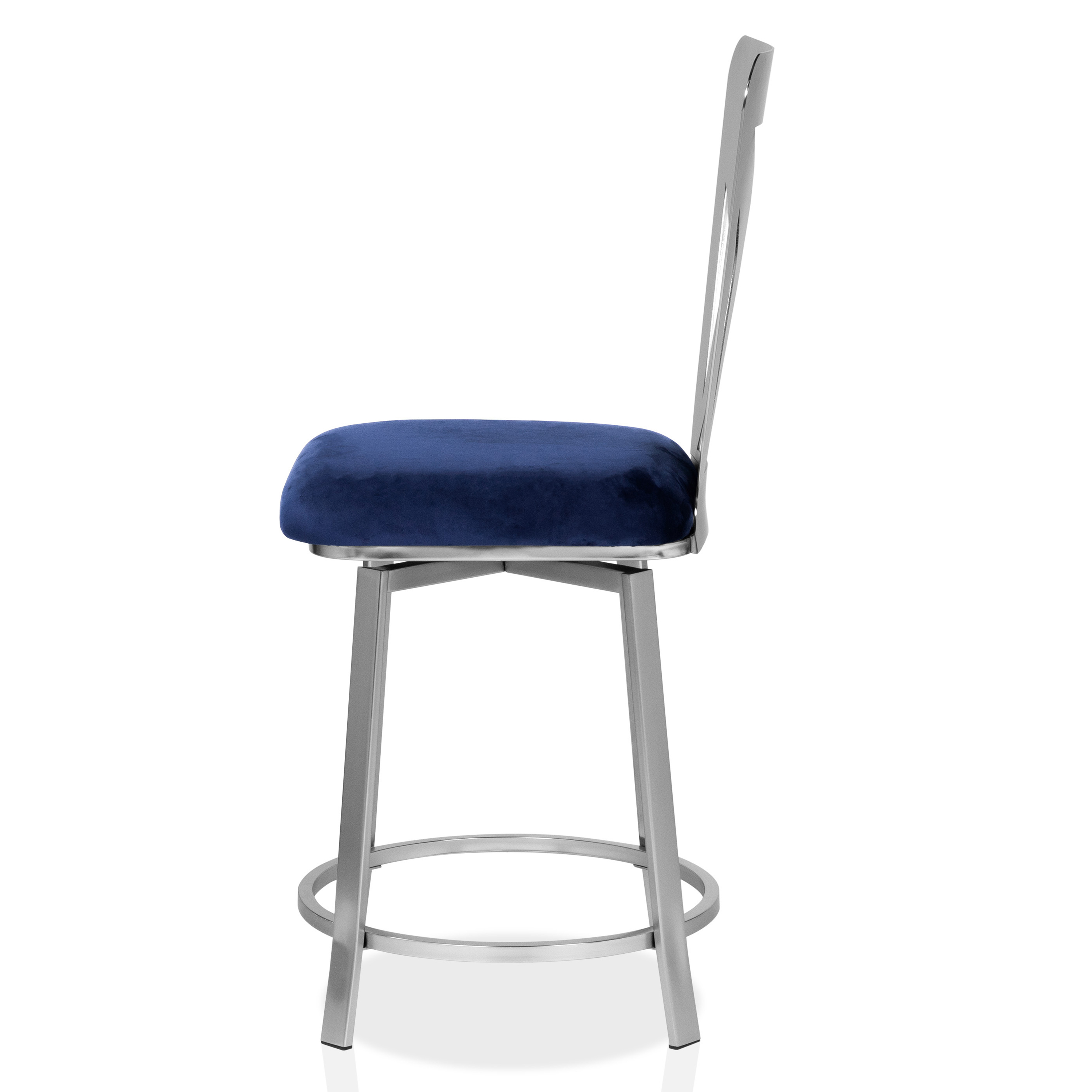 Furniture of America Harper Metal Swivel Stool-Set of 2, Navy, 24-in