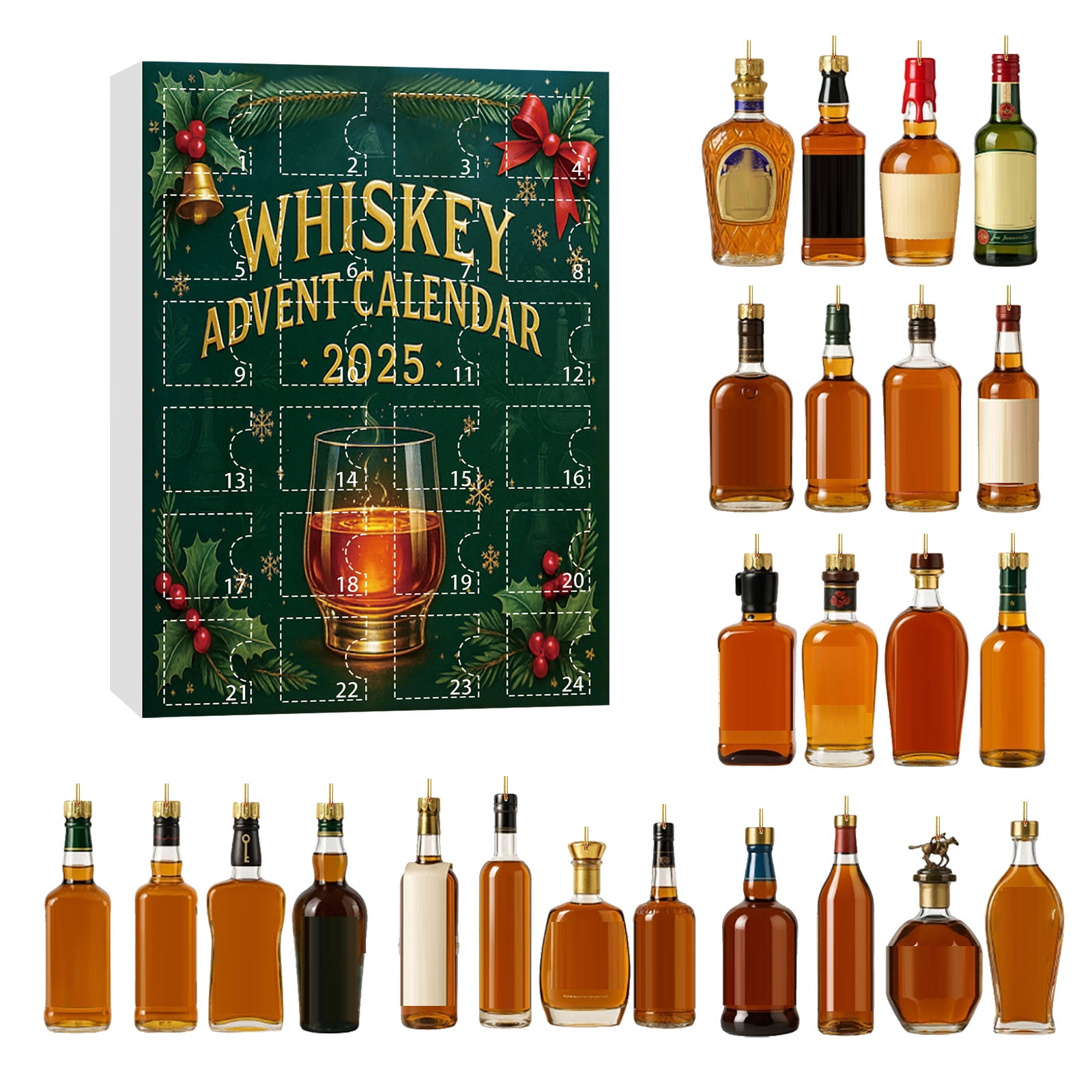 Calendrier De L'Avent 2025 Vin - 24 Bouteilles Miniatures Pour Noël, Découverte Saveurs Vins Rouges, Blancs, Rosés Et Mousseux | Cadeau Pour Amateurs