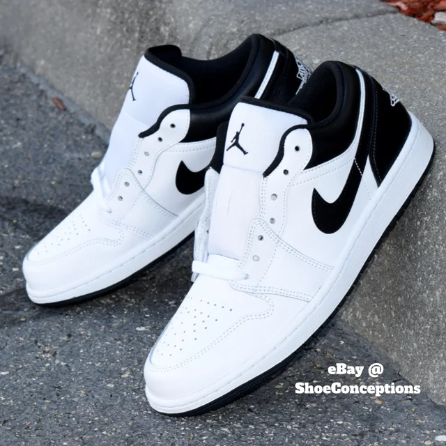 N I-K-E A i r-Jor-dan 1 Low Shoes "Reverse Panda" White Black 553558-132 Men's NEW