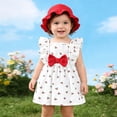 thumbnail image 2 of xfsWaSs Infant Baby Girl Dress Summer Dresses Cherry Print Bow Sleeveless Ruffle Sundress With Hat Beach Outfit For Infant Toddler 18-24 Months, 2 of 9