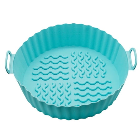 

HUAQUE Baking Tray Wave Texture Binaural Handle Heat-resistant Oilproof Groove Design Round Silicone Tray for Kitchen