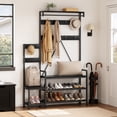 thumbnail image 1 of Parent-Child Hall Tree with Bench & Shoe Storage, Free Standing Coat Rack, Entryway Rack with Shelf and Hooks, Hall Tree for Entrance, Foyer, Mudroom, 1 of 9