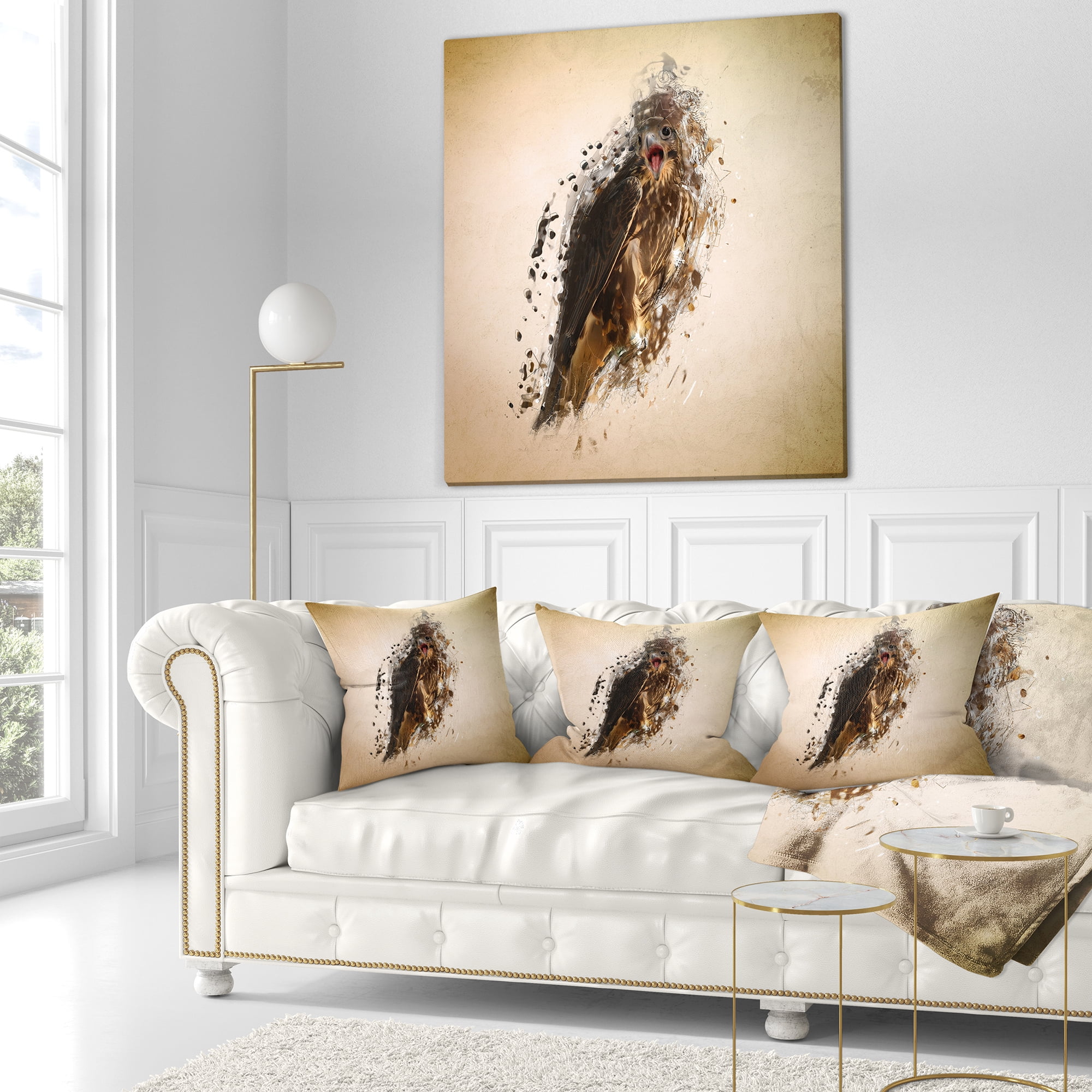 Designart Abstract Falcon in Flight - Animal Throw Pillow - 16x16