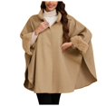 thumbnail image 1 of Ladies Vintage Loose Furry Collar Solid Color Windcape Coat - Imitation Wool Cloth - One Size, 1 of 8