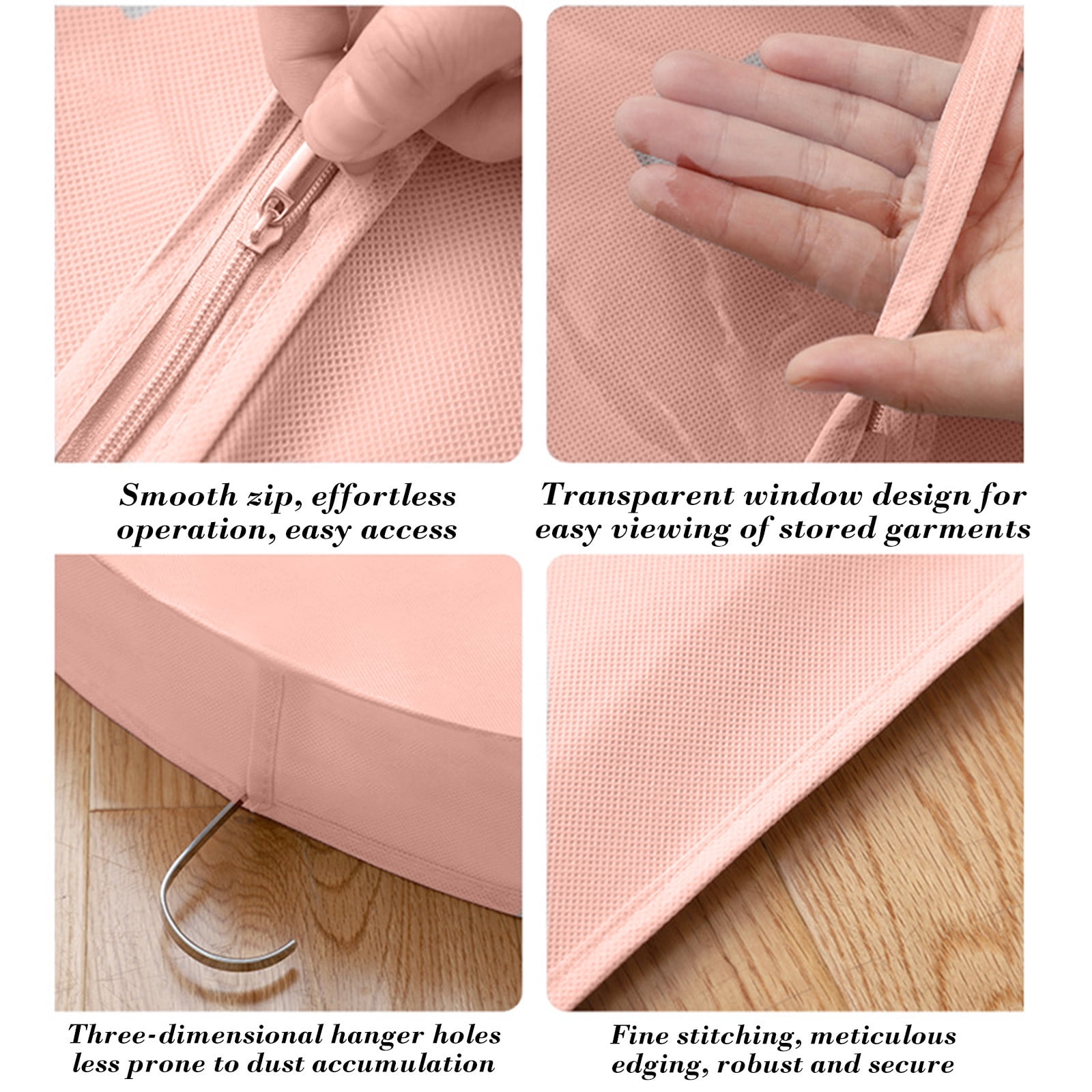 Weloille Garment Bag for Travel and Storage with Transparent Window, Foldable Waterproof Paper Material, for Hanging Clothes Coats Jackets Shirts, Gray Pink Blue