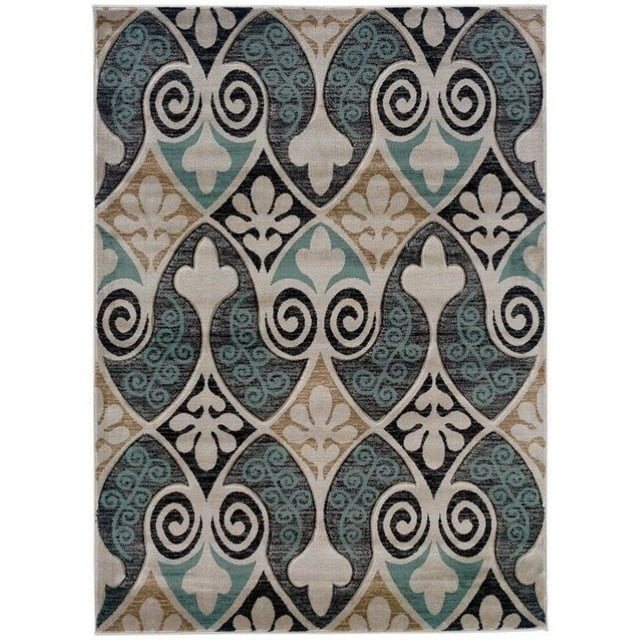 Linon Milan Bilson Machine Made Polypropylene 1'10"x2'10" Rug in Black