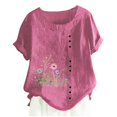 thumbnail image 3 of Camiseta Casual de Manga Corta con Botón de Cuello Redondo de las Mujeres, Tops Cortos para las Mujeres, 3 of 4