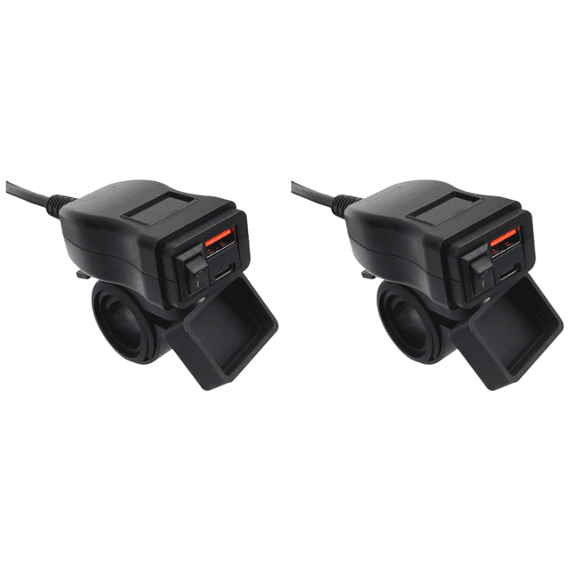 PD QC3.0 Cargador Rápido USB para Motocicleta 48W Con Interruptor Voltímetro Digital () Rojo