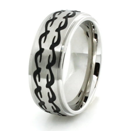 Barbed Wire Band - Stainless Steel Dual Barbed Wire Strip Wedding Band Ring