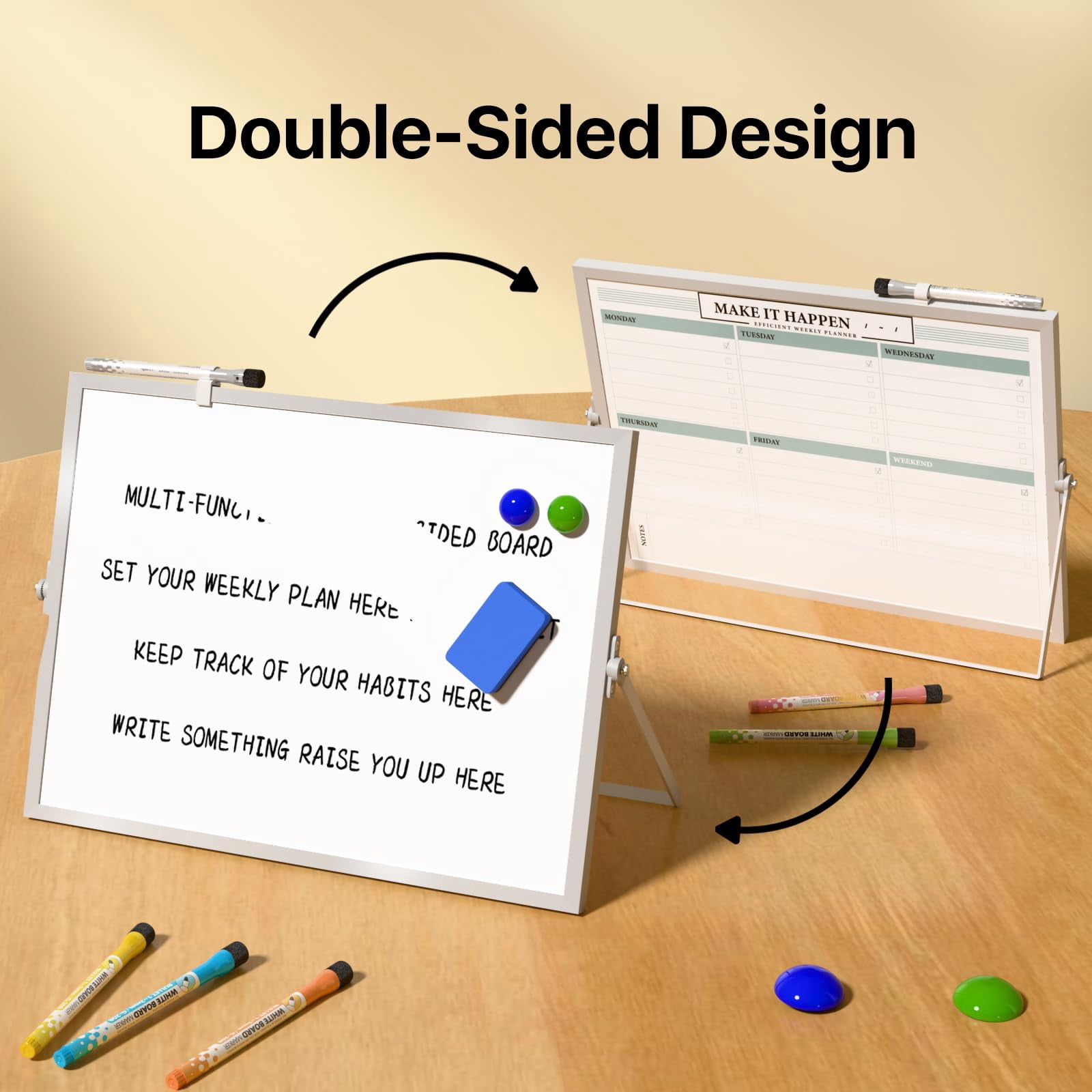 Marsrock Sale 16"×12"Green Desktop Double-Sided Dry Erase Whiteboard with Stand,Great for Home,School& Planning Board