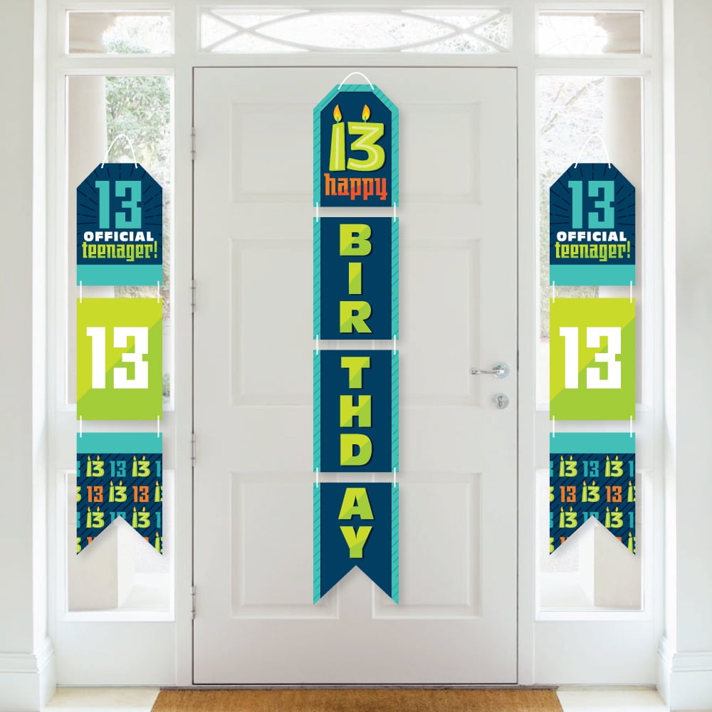 Boy 13th Birthday - Hanging Vertical Paper Door Banners - Official ...