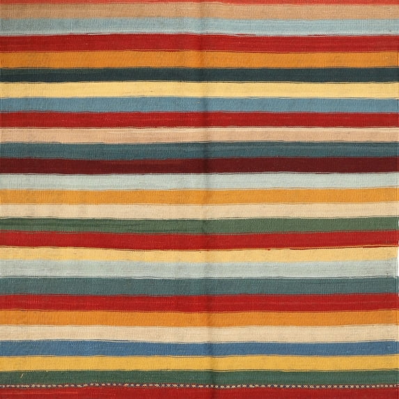 Ahgly Company Indoor Square Contemporary Fire Brick Red Southwestern Area Rugs, 5' Square