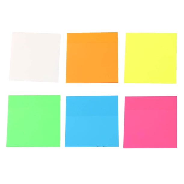 6 notas adhesivas transparentes blancas, amarillas, verdes, naranjas, azules y rojas, autoadhesivas, para la escuela y la oficina.