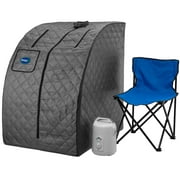 Durasage Portable Steam Sauna Spa - Relaxation at Home - 60 Minute Timer - 800 Watt Steam Generator - Chair Included - Gray