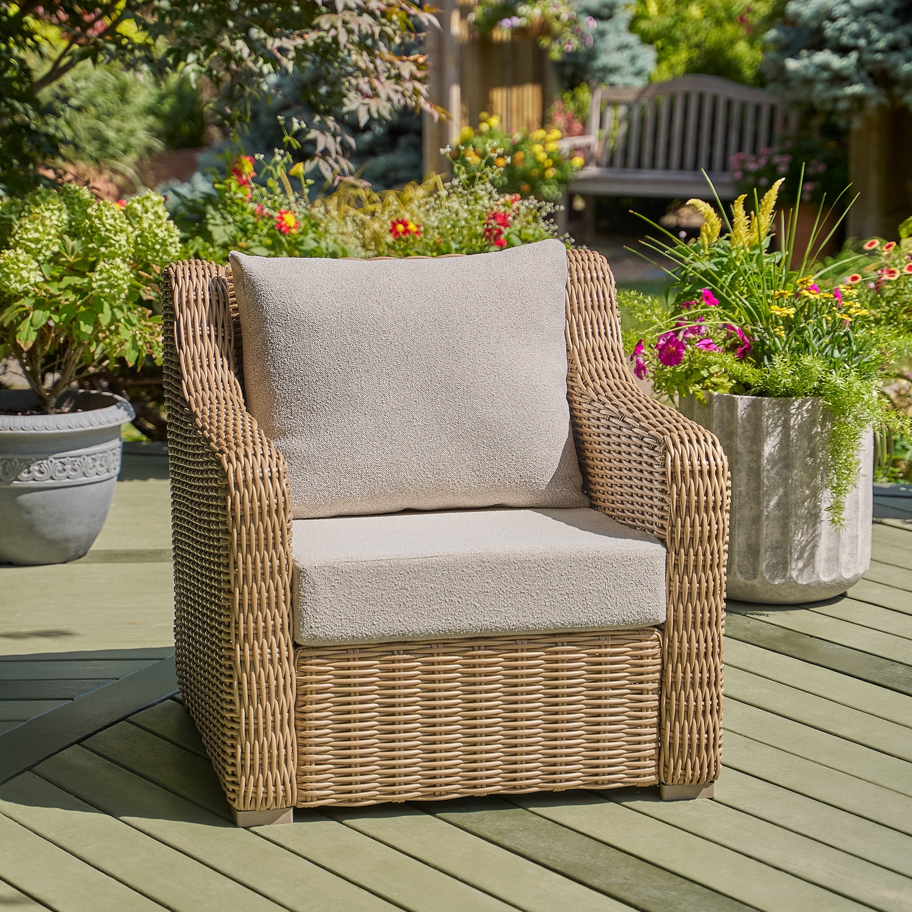 Better Homes & Gardens 24"x 24" Outdoor Deep Seat Cushion, 2-Piece, Cream Boucle