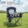 thumbnail image 5 of Sophia & William Heavy Duty Steel Camping Chair Outdoor Oversized Padded Lawn Chair with Cooler, 450LBS Capacity, 2 Pack, Navy, 5 of 11