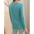thumbnail image 2 of Sudadera con capucha de manga larga para mujer, cuello redondo, color puro, top para mujer con botones de metal para vacaciones, viajes, compras, escuela, oficina, azul M, 2 of 6