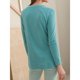 thumbnail image 2 of Sudadera con Capucha de Manga Larga para Mujer Cuello Redondo Top de Mujer de Color Puro con Botones de Metal para Vacaciones Viajes Compras Escuela Oficina Azul XL, 2 of 6