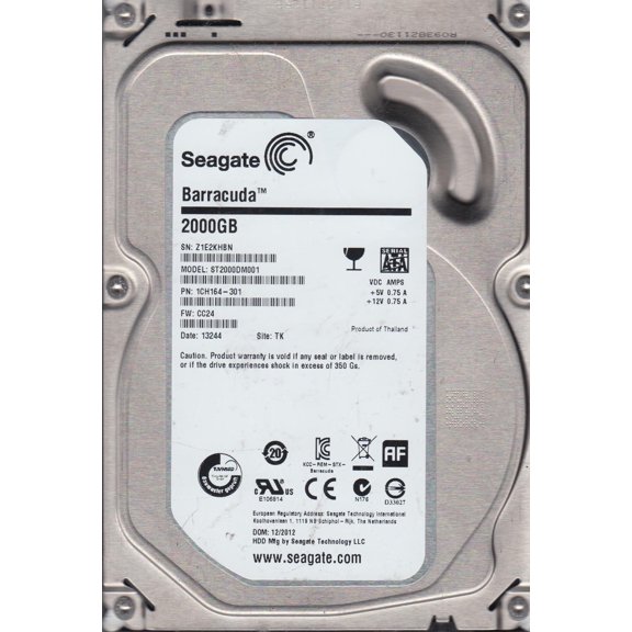 ST2000DM001, Z1E, TK, PN 1CH164-301, FW CC24, Seagate 2TB SATA 3.5 Hard Drive