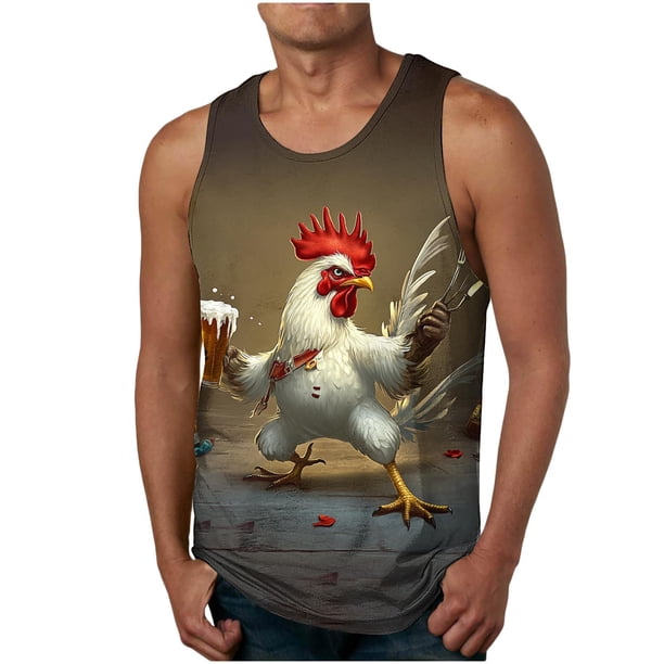 Camiseta sin mangas de cuello redondo para hombre, estilo informal, con estampado hawaiano, sin mangas, deportiva, con cuello redondo