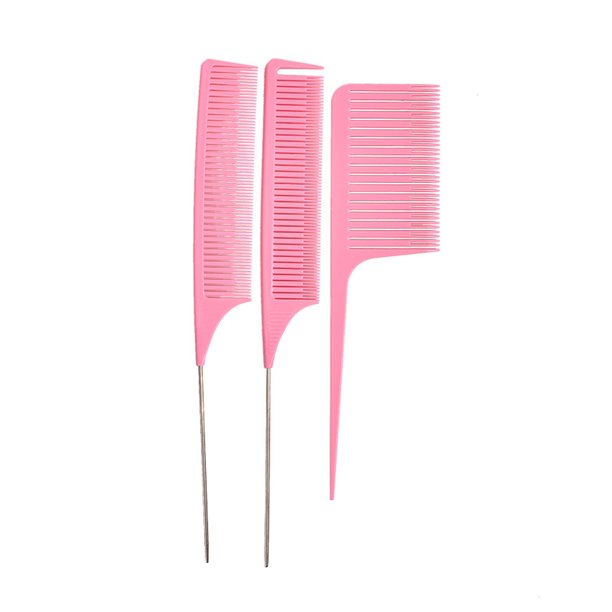 Tejido Destacando el cepillo para el cabello PLÁSTICO PLÁSTICO DE TIENDO DE PEQUEÑO DE PEQUEÑO DE PLÁCTICO DE DIY Accesorios de bricolaje Estilistas Principiantes Pink 3 paquetes Guardurnaity CE011618-01