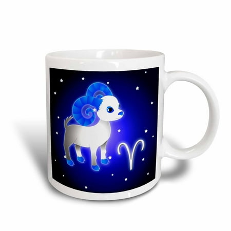 3dRose Cute Astrology Aries Zodiac Sign Ram, Ceramic Mug, 15-ounce