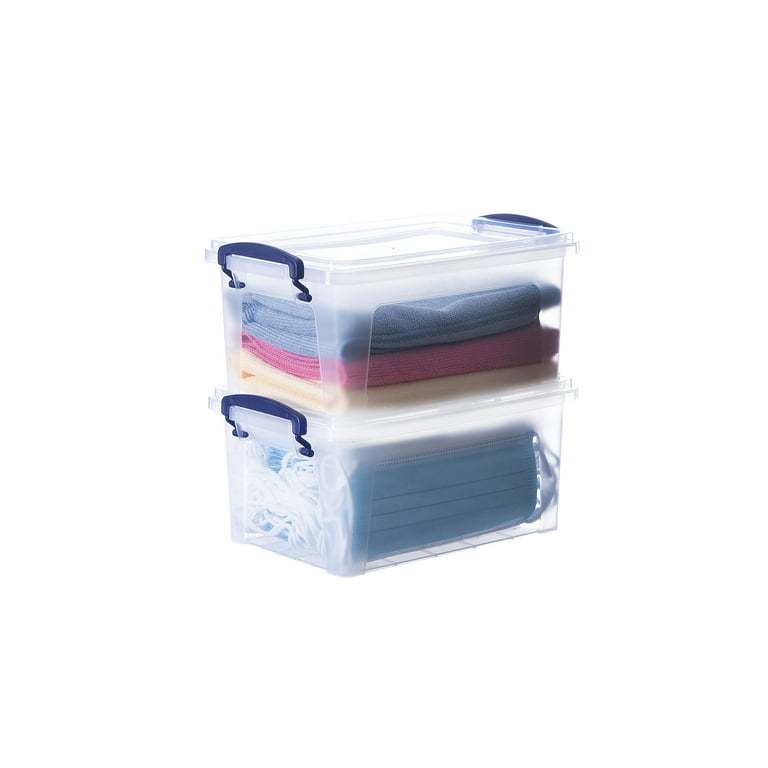  Superio Clear Storage Bins with Lids, Stackable Storage Box  with Latches and Handles, Extra Small, 4 Pack 2 Quart